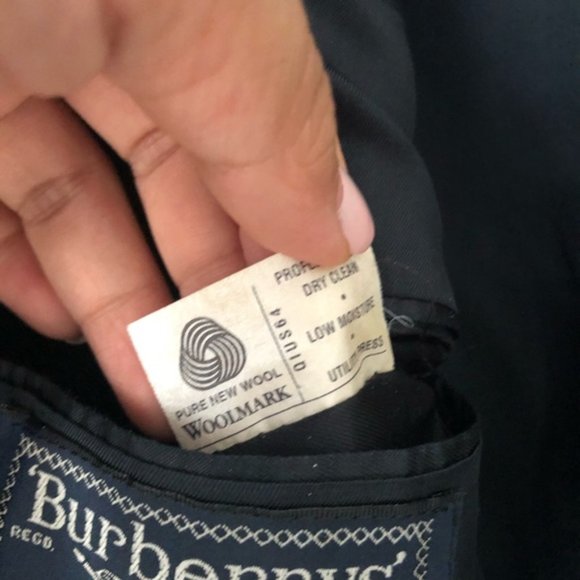 Vintage Burberry Men's Navy Blue Wool Two Button Blazer Sports Jacket 41R - Picture 8 of 13